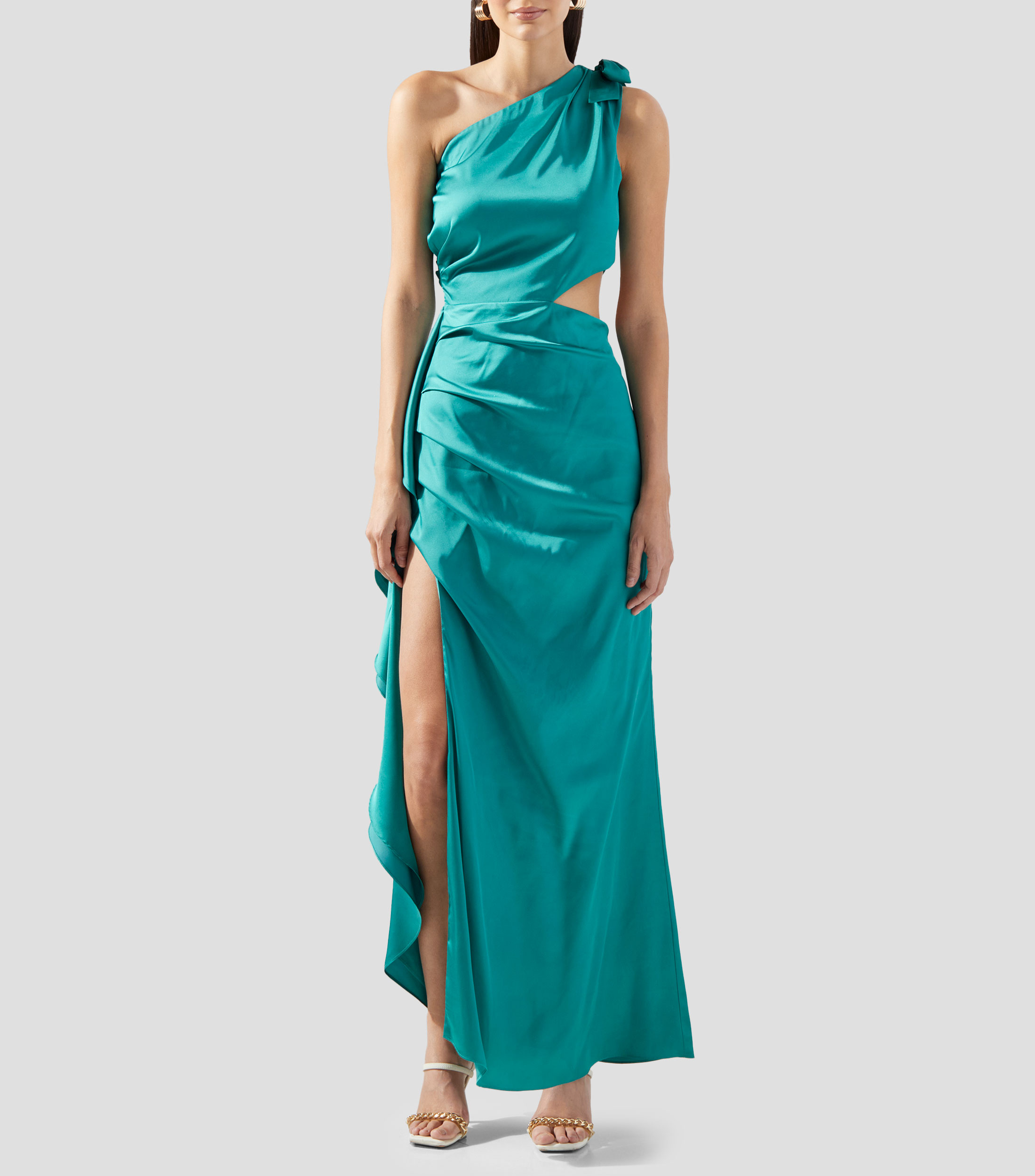 Vestido de fiesta largo liso sin mangas Mujer